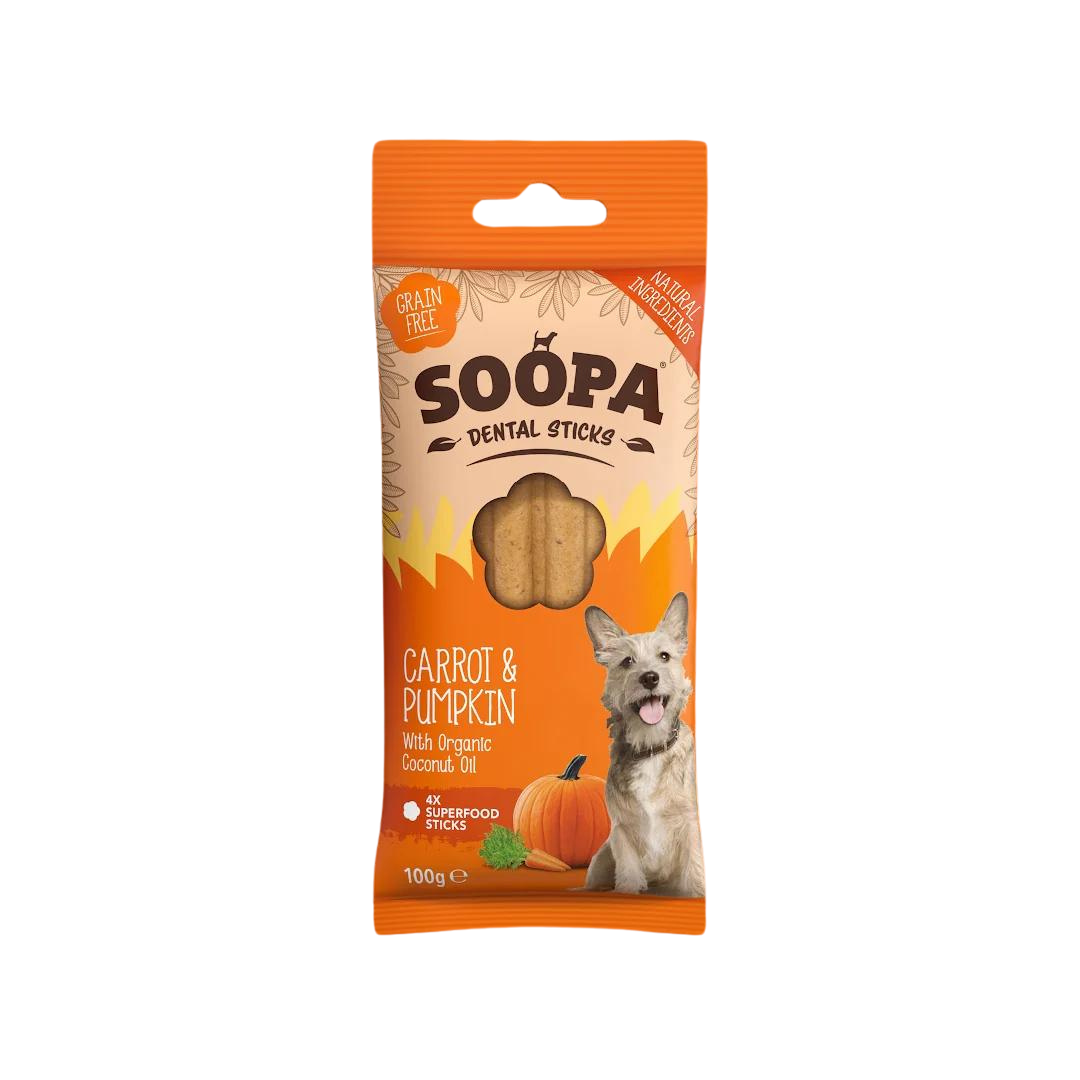 Soopa snacks palitos zanahoria calabaza perro