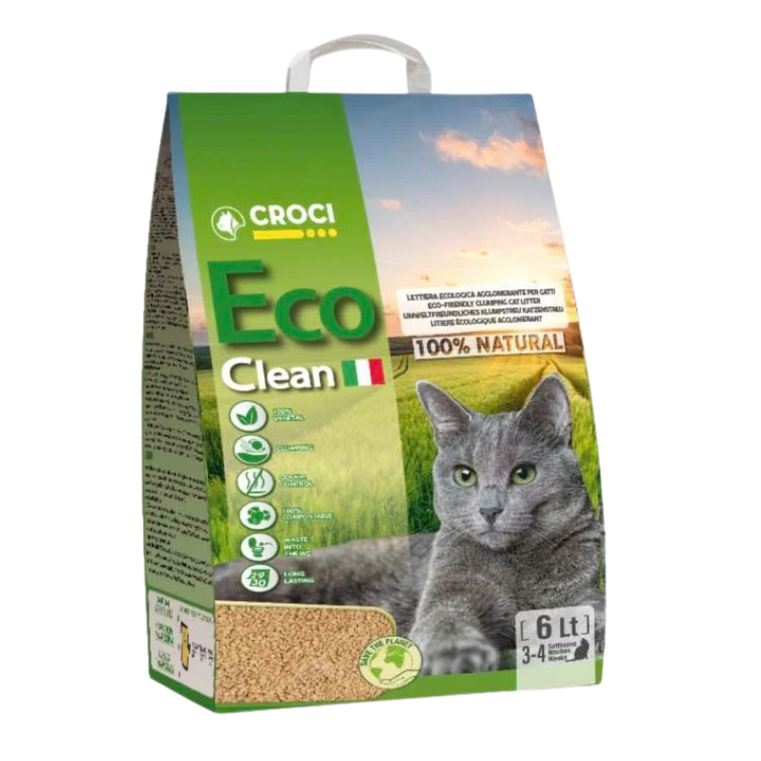 Arena vegetal para gato Eco Clean Croci aglomerante y biodregadable