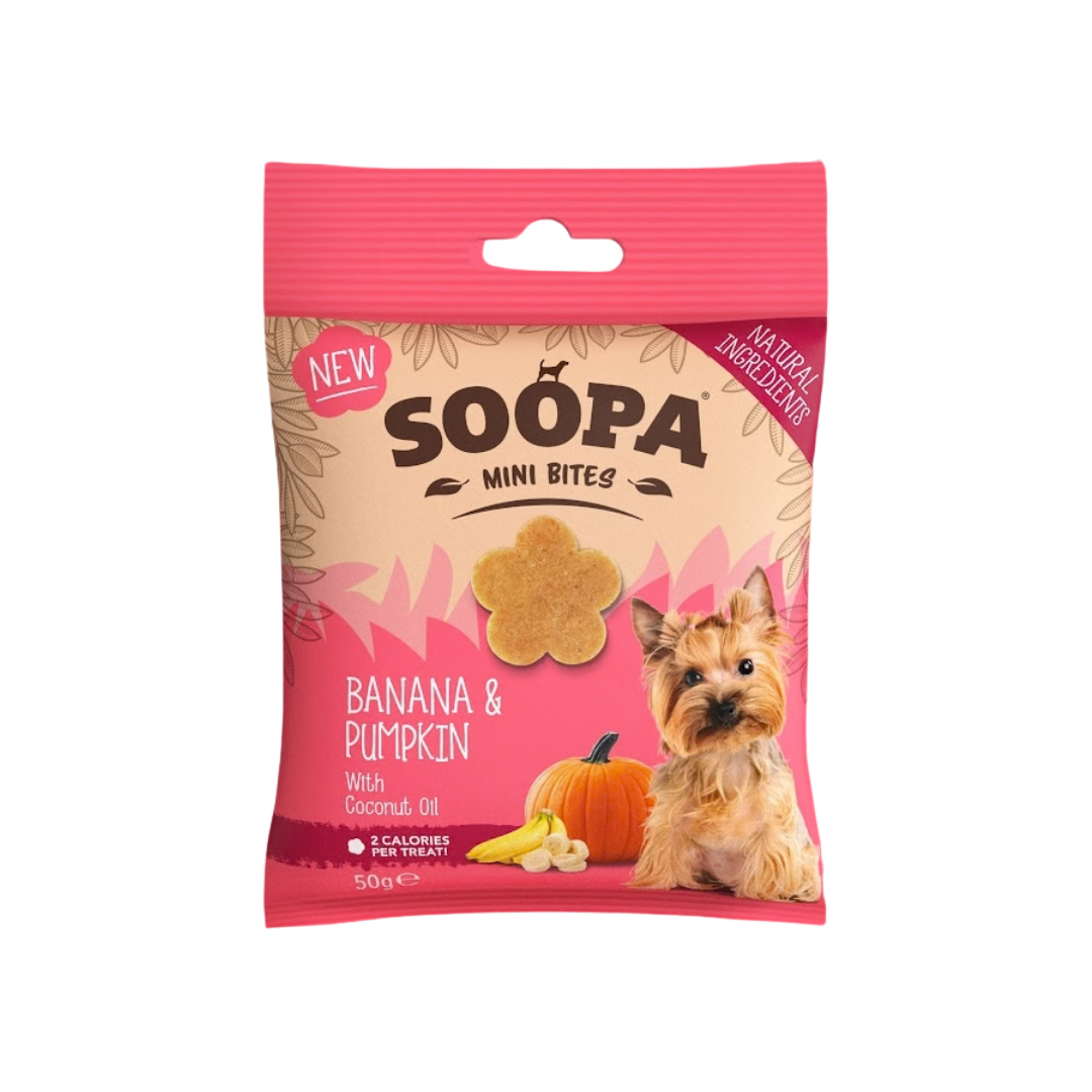 Bocados de plátano y calabaza para perros mini 50g