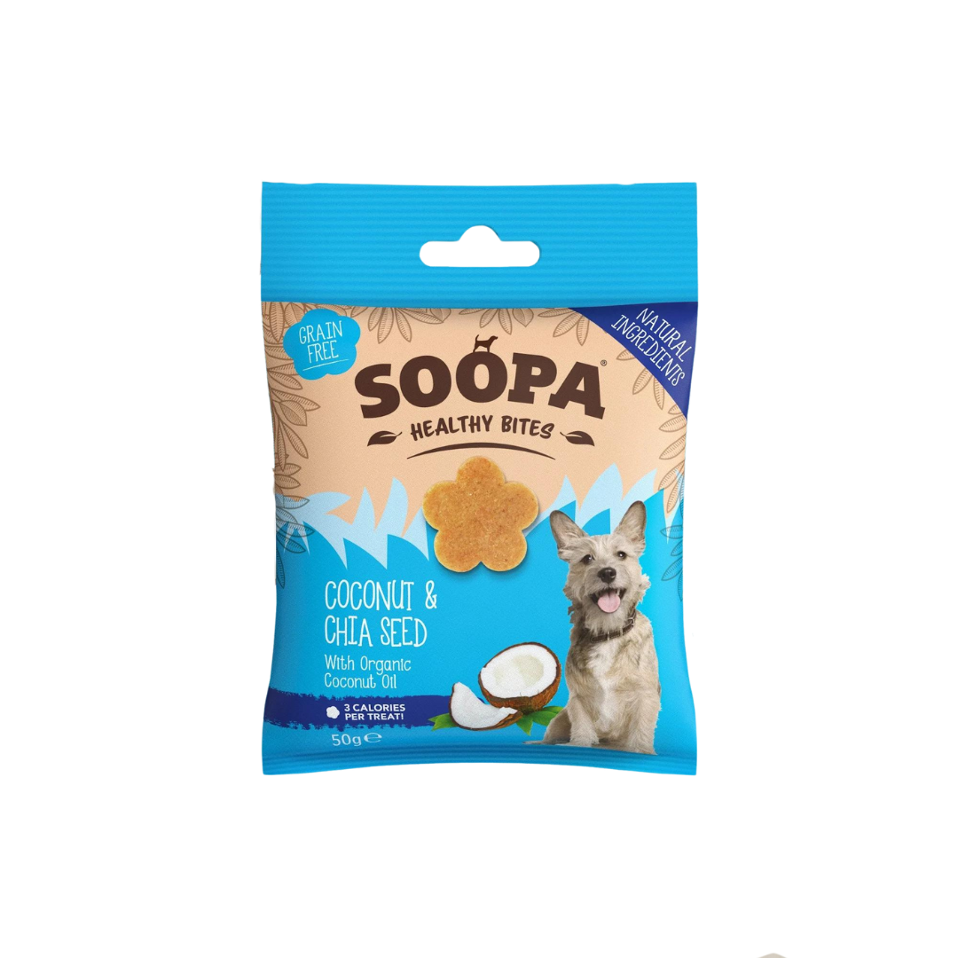 Soopa snacks bocado coco chia perro