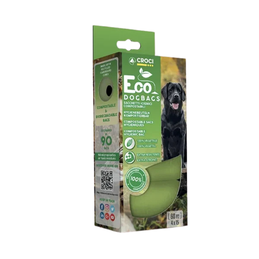 Bolsas compostables para excrementos Croci, 60 bolsas