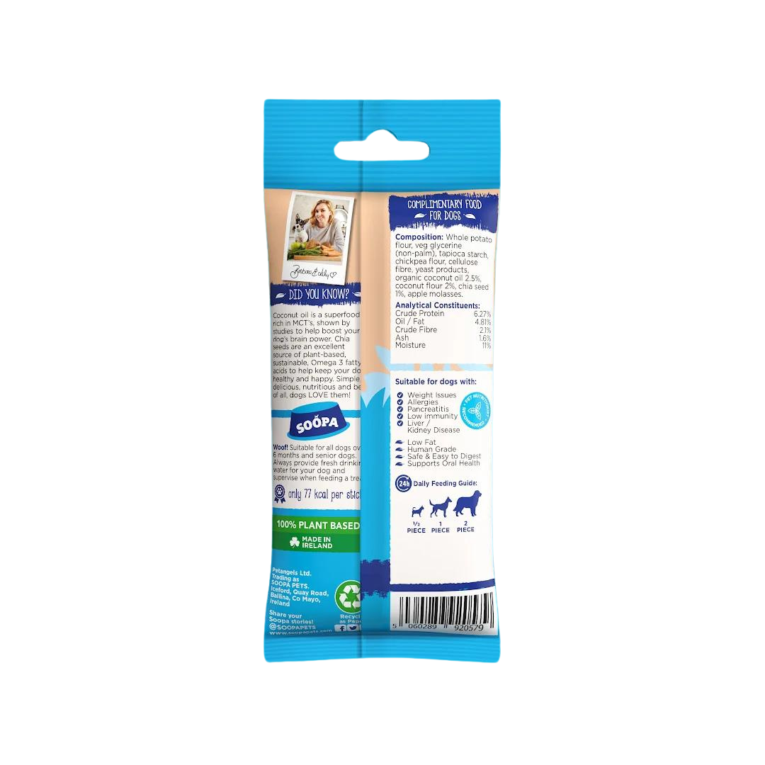 Soopa snacks palitos coco chia perro