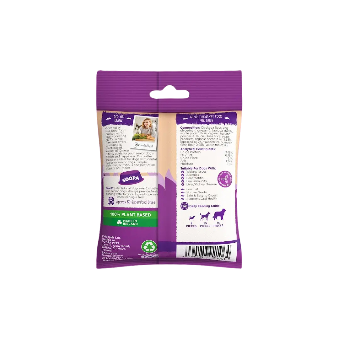 Bocados para perros senior de plátano y calabaza