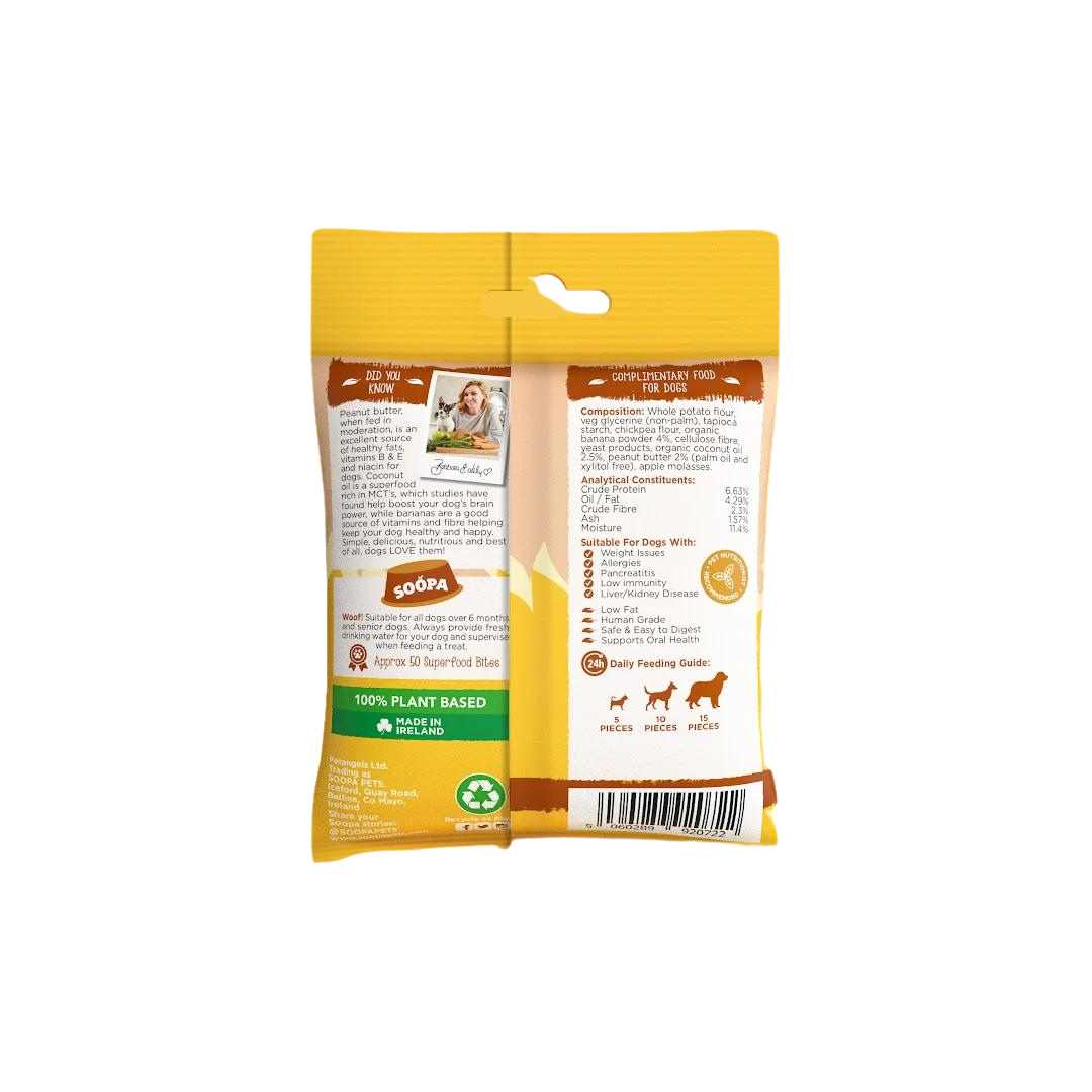 Soopa snacks bocado plátano manteca cacahuete perro