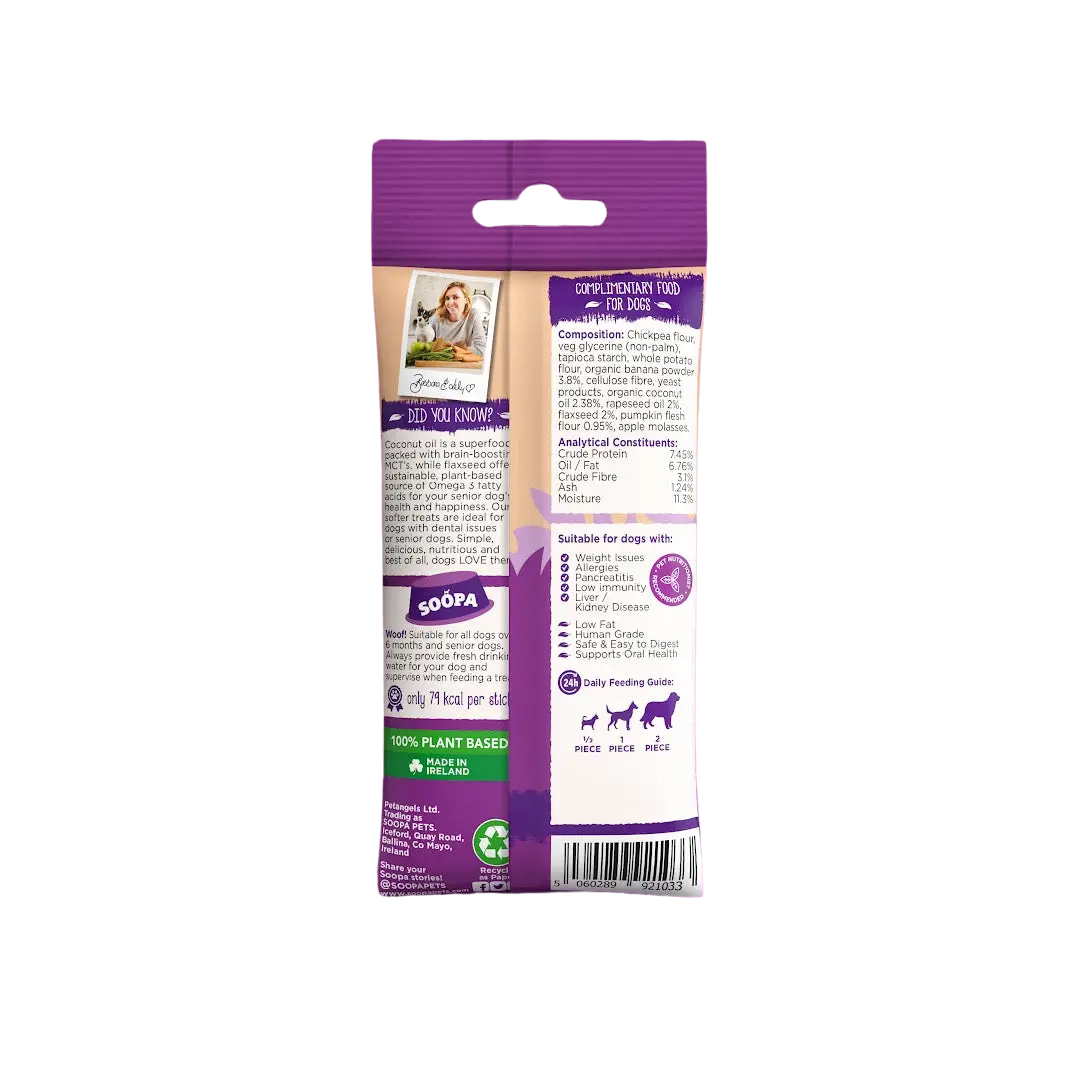 Palitos dentales para perros senior de plátano y calabaza 100g