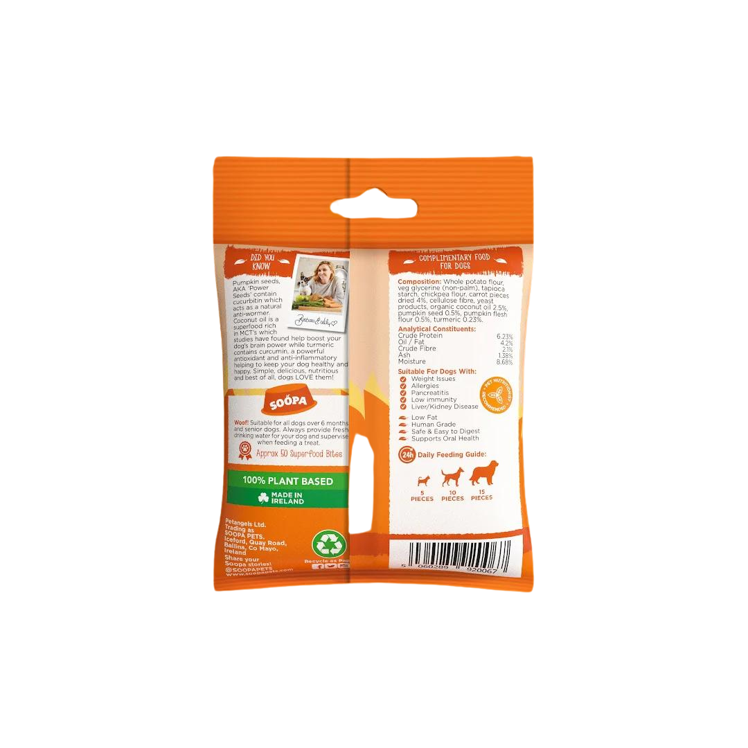 Soopa snacks bocado zanahoria calabaza perro