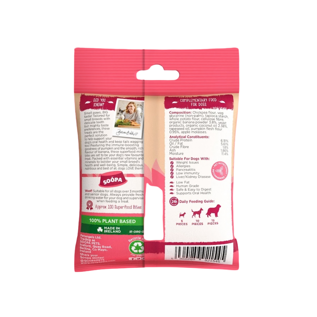 Bocados de plátano y calabaza para perros mini 50g