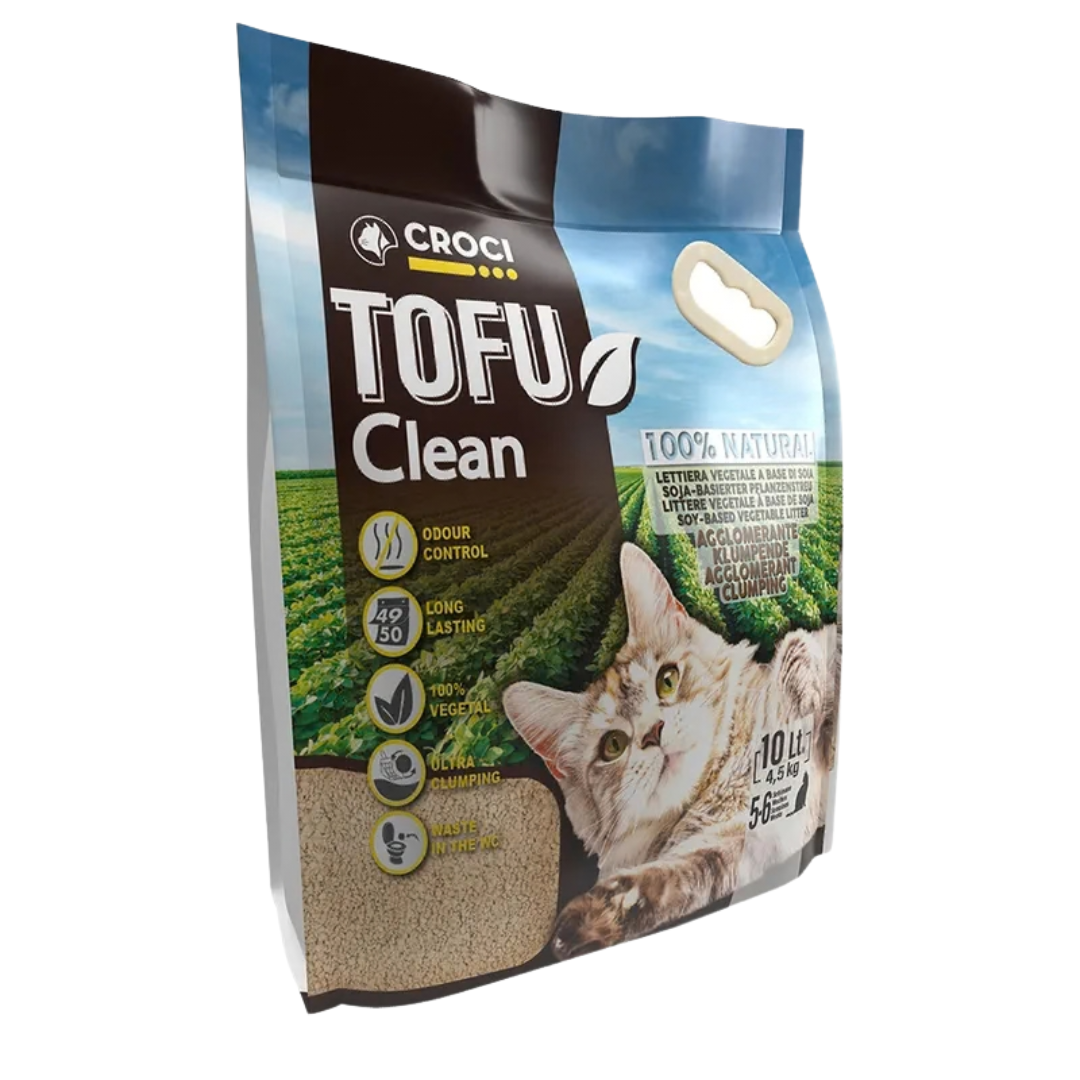 Arena vegetal para gato Tofu Clean Croci aglomerante y biodregadable