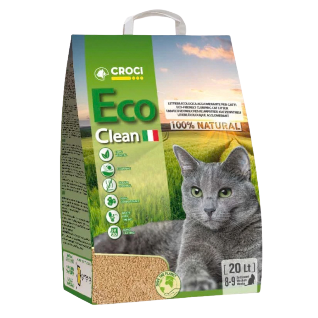 Arena vegetal para gato Eco Clean Croci aglomerante y biodregadable