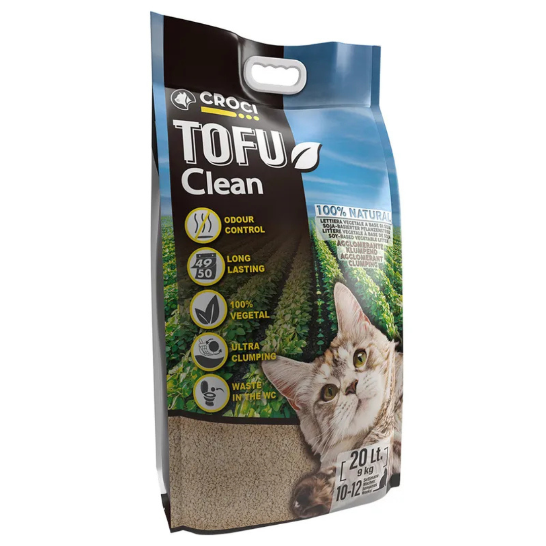 Arena vegetal para gato Tofu Clean Croci aglomerante y biodregadable