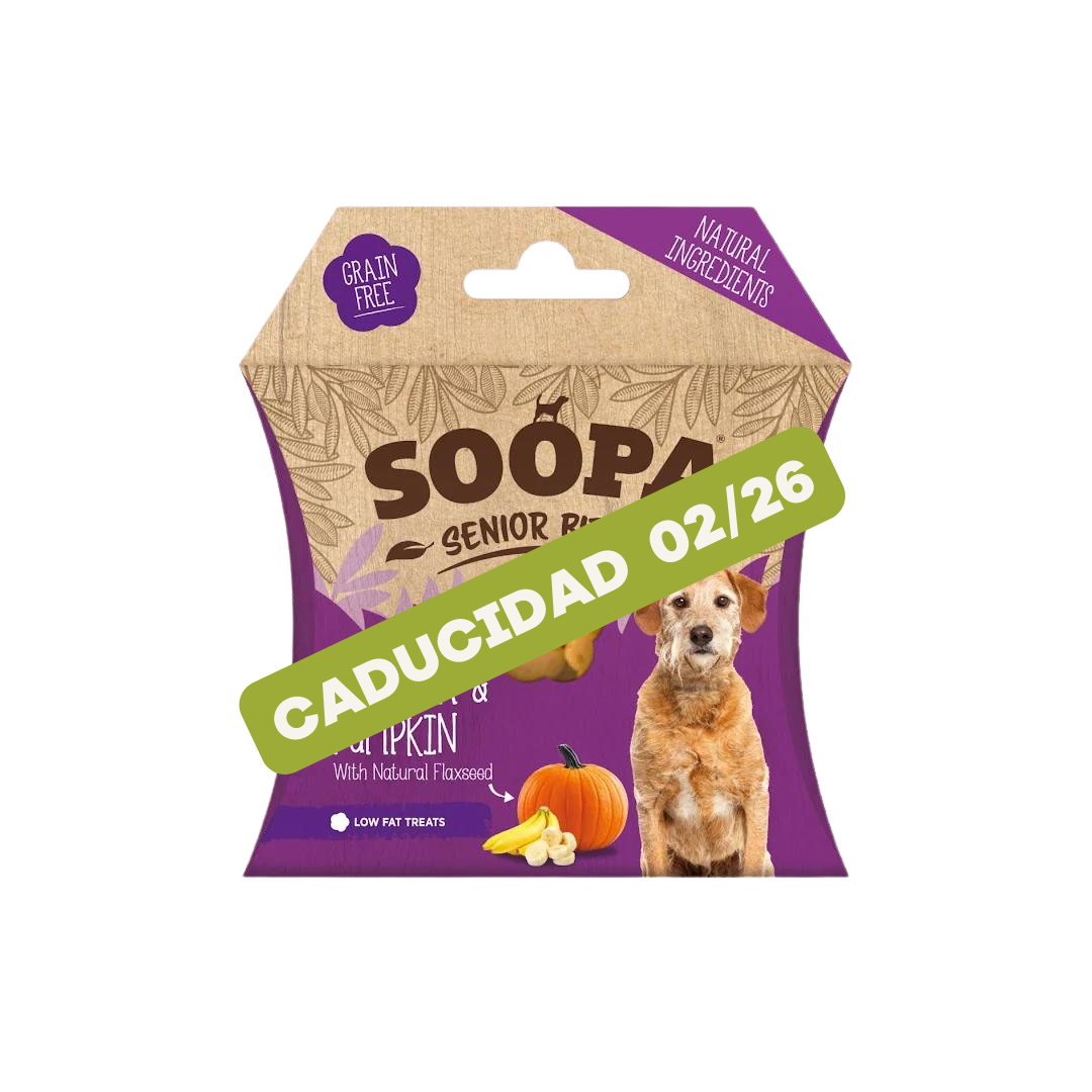 Bocados para perros senior de plátano y calabaza