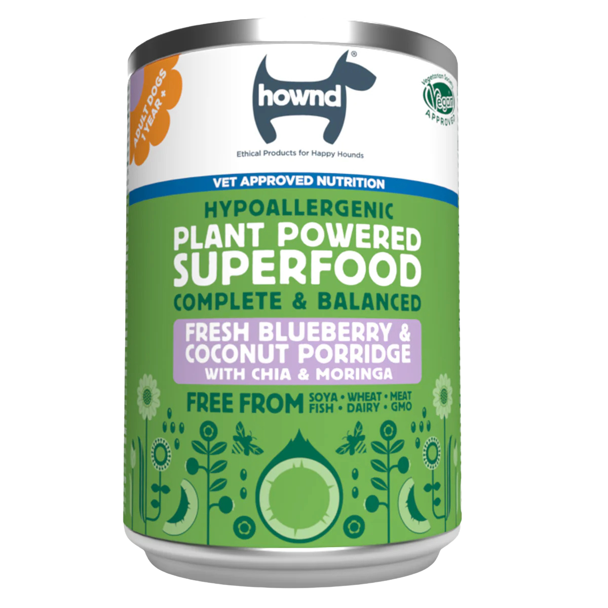 Gachas completas para perro de coco y arándanos Hownd, 400g