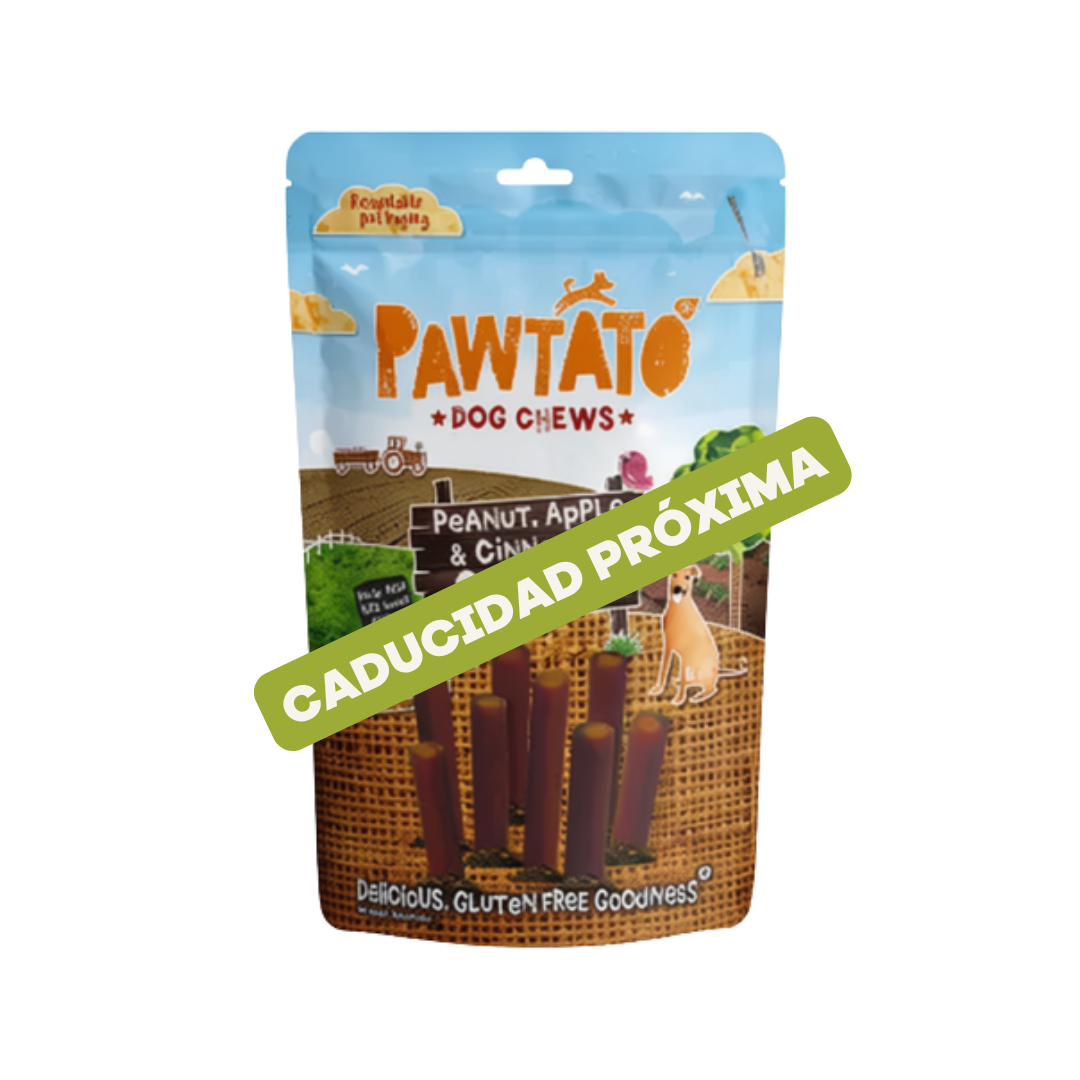 Palitos Pawtato de cacahuete, manzana y canela 120g
