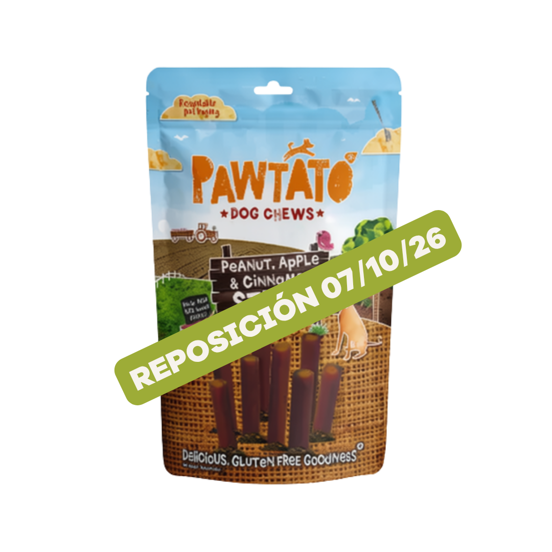 Palitos Pawtato de cacahuete, manzana y canela 120g