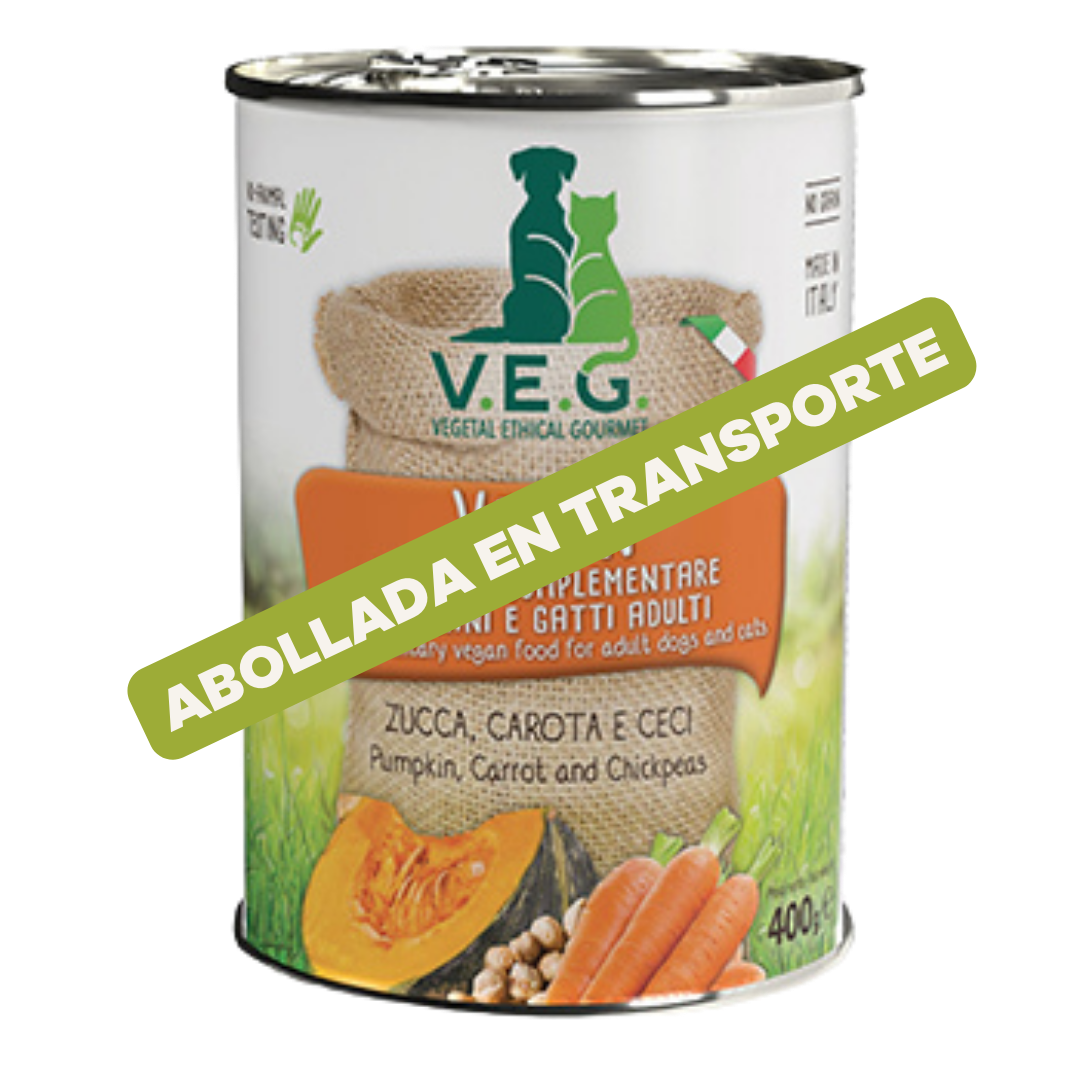 *Oferta* Comida completa para perros y gatos de calabaza, zanahoria y garbanzo V.E.G., Lata 400g