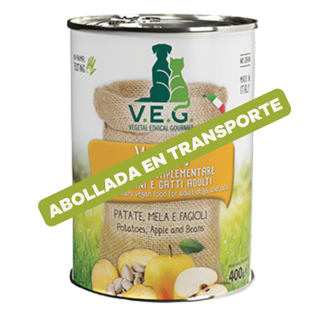 *Oferta* Comida húmeda para perros y gatos de patata, manzana y alubia V.E.G., Lata 400g