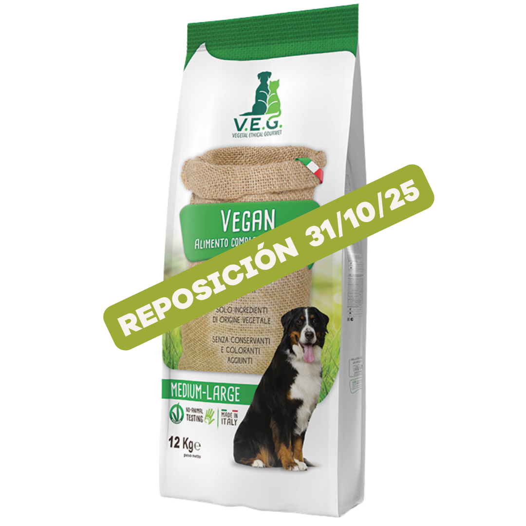 V.E.G. alimento completo para perro mediano y grande, saco 12kg