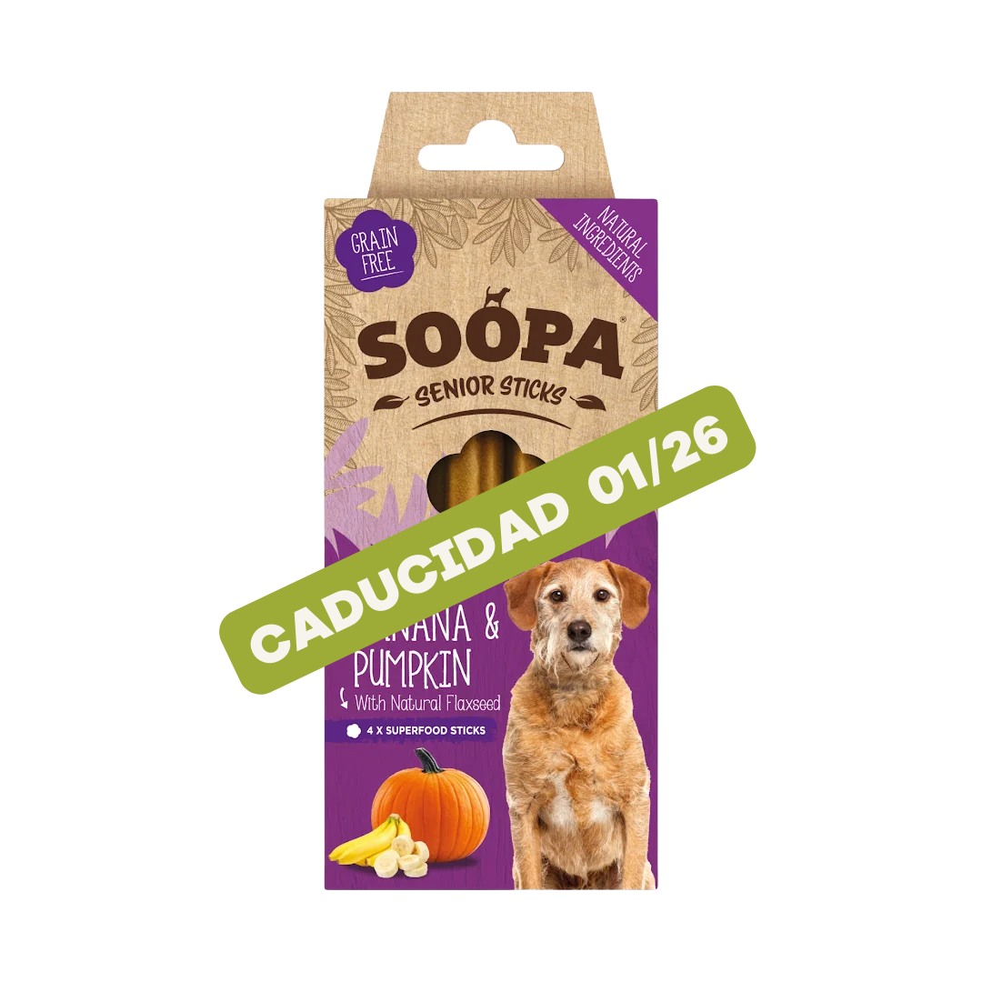 Palitos dentales para perros senior de plátano y calabaza 100g