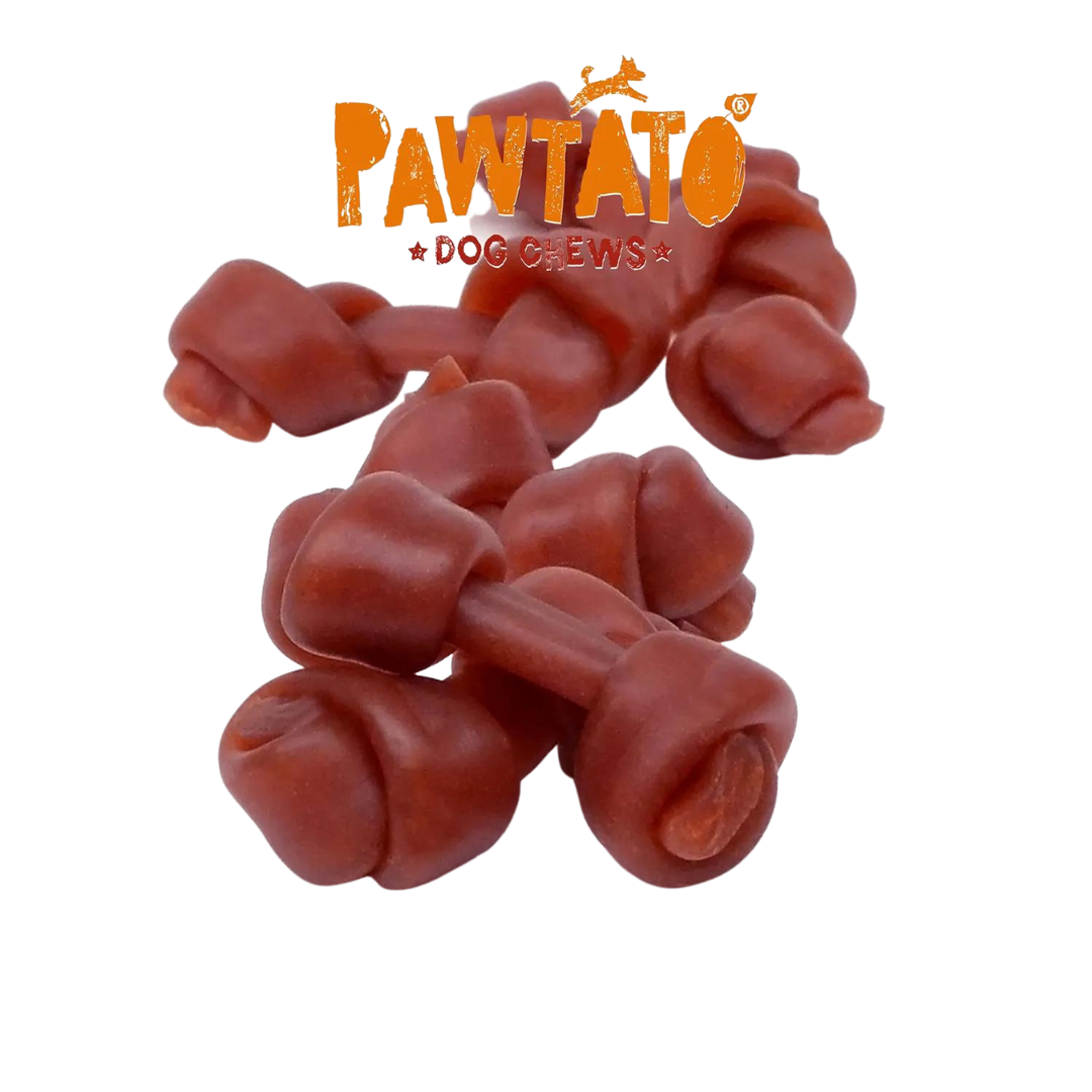 Pawtato snacks nudos morados perro detalle