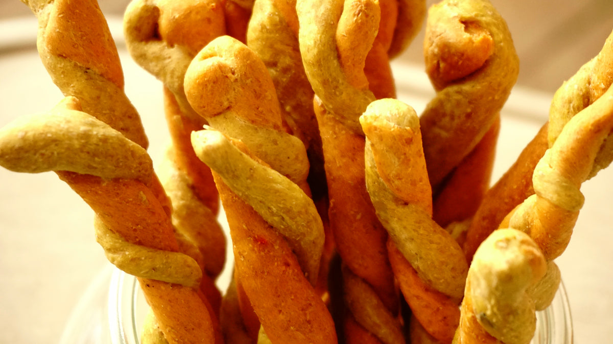 Palitos de dos sabores zanahoria y pimiento rojo para perros, 100g