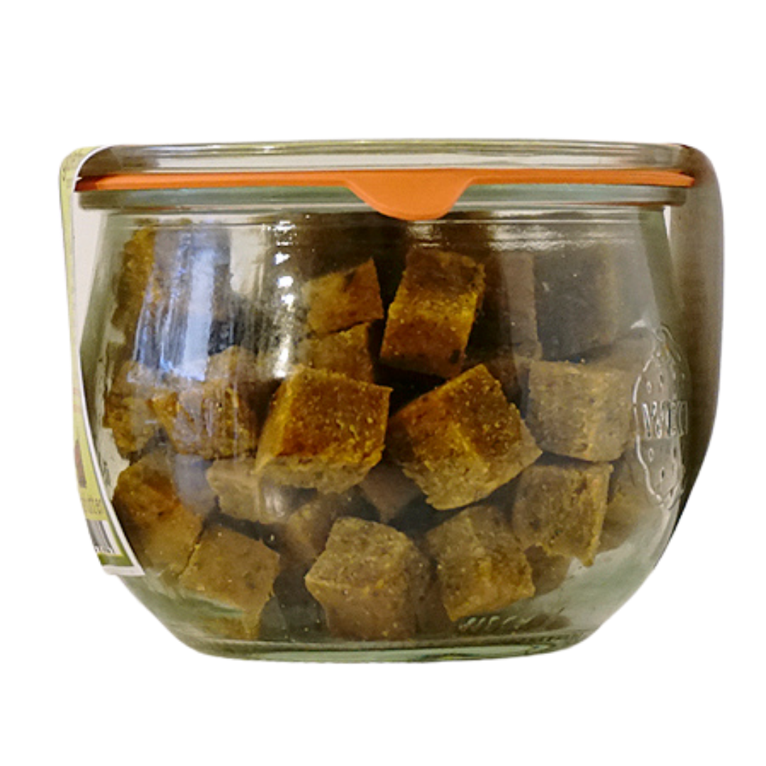 Hundsfutter snacks blando tarro queso vegano perro